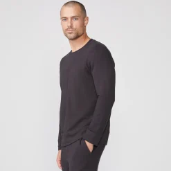 MONROW Supersoft Fleece Crew Neck Sweatshirt FADEDBLACK New